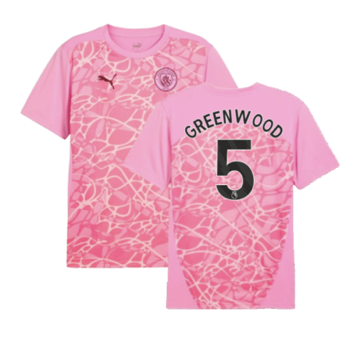 2024-2025 Man City Pre-Match Shirt (Pink) (Greenwood 5)