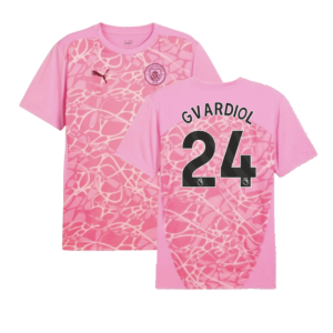 2024-2025 Man City Pre-Match Shirt (Pink) (Gvardiol 24)