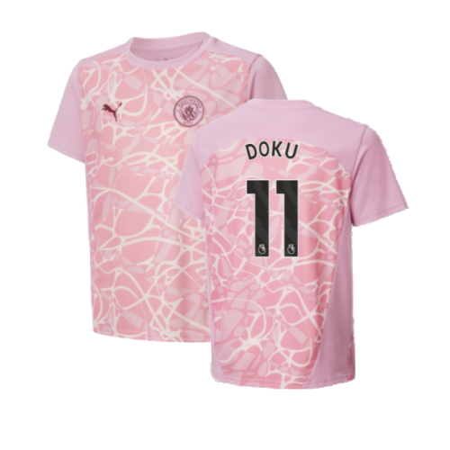 2024-2025 Man City Pre-Match Shirt (Pink Icing) - Kids (Doku 11)