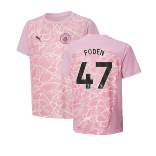 2024-2025 Man City Pre-Match Shirt (Pink Icing) - Kids (Foden 47)