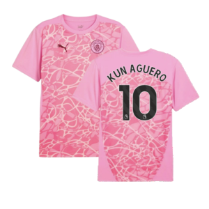 2024-2025 Man City Pre-Match Shirt (Pink) (Kun Aguero 10)