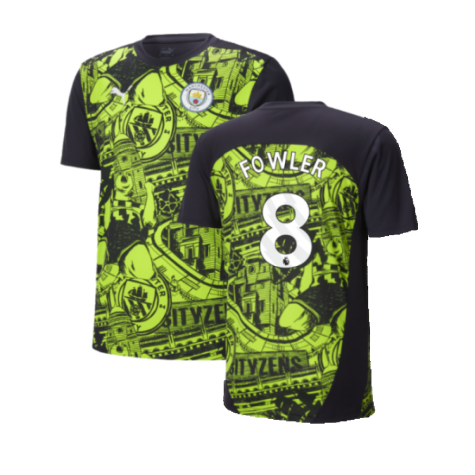 2024-2025 Man City Pre-Match Shirt (Yellow Glow) (Fowler 8)