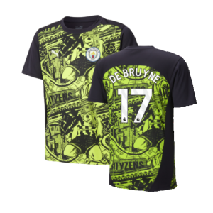 2024-2025 Man City Pre-Match Shirt (Yellow Glow) - Kids (De Bruyne 17)