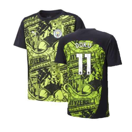 2024-2025 Man City Pre-Match Shirt (Yellow Glow) - Kids (Doku 11)