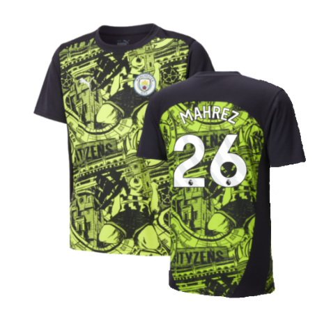 2024-2025 Man City Pre-Match Shirt (Yellow Glow) - Kids (Mahrez 26)