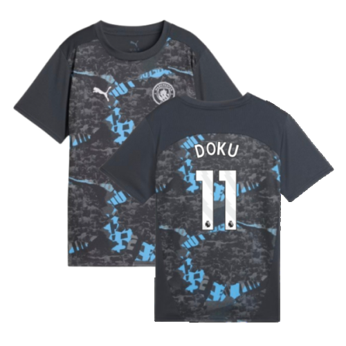 2024-2025 Man City Prematch SS Jersey (Strong Gray) - Kids (Doku 11)