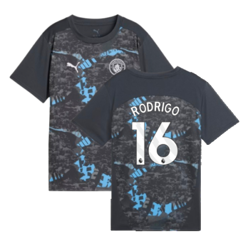 2024-2025 Man City Prematch SS Jersey (Strong Gray) - Kids (Rodrigo 16)