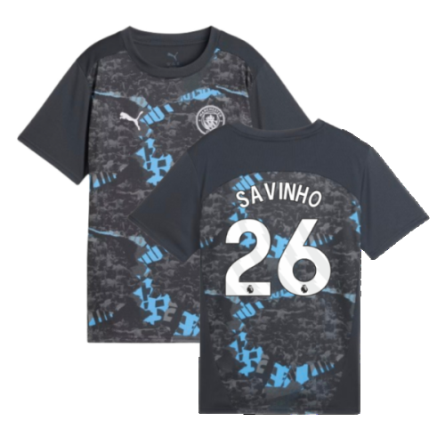 2024-2025 Man City Prematch SS Jersey (Strong Gray) - Kids (Savinho 26)