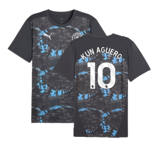 2024-2025 Man City Prematch SS Jersey (Strong Gray) (Kun Aguero 10)