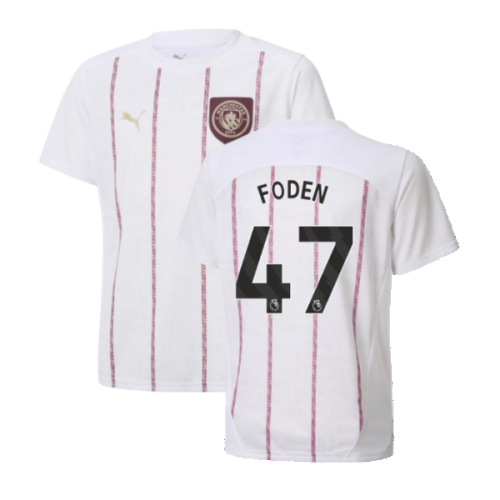 2024-2025 Man City Prematch SS Jersey (White) - Kids (Foden 47)