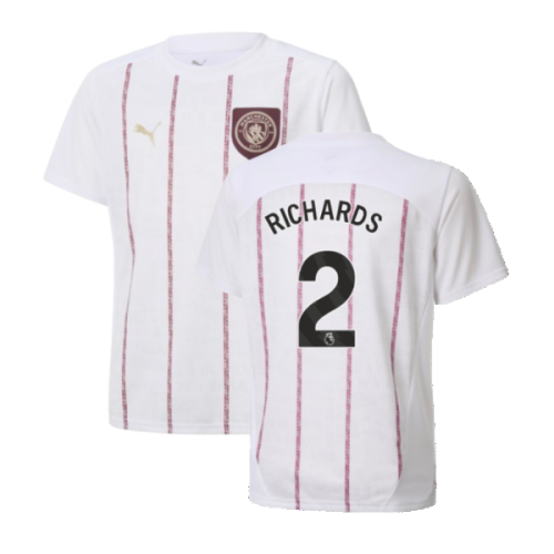 2024-2025 Man City Prematch SS Jersey (White) - Kids (Richards 2)