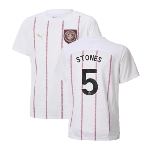 2024-2025 Man City Prematch SS Jersey (White) - Kids (Stones 5)