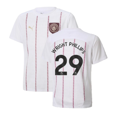 2024-2025 Man City Prematch SS Jersey (White) - Kids (Wright Phillips 29)