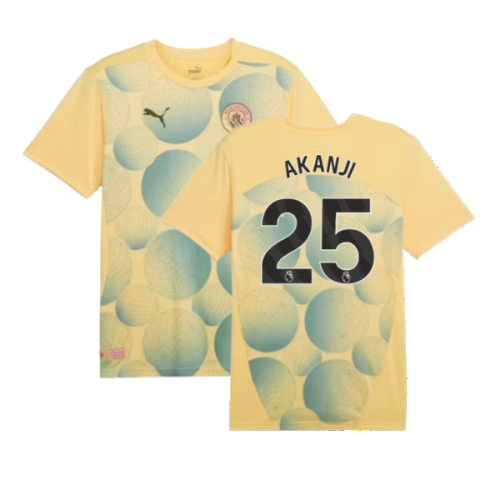 2024-2025 Man City Prematch SS Shirt (Flaxen) (Akanji 25)