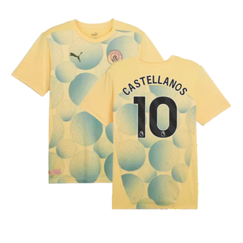 2024-2025 Man City Prematch SS Shirt (Flaxen) (Castellanos 10)