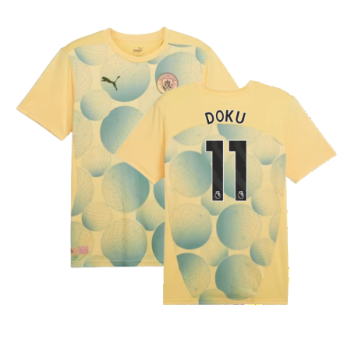 2024-2025 Man City Prematch SS Shirt (Flaxen) (Doku 11)