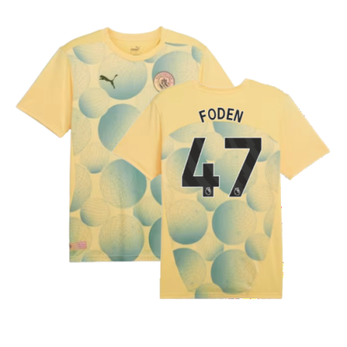 2024-2025 Man City Prematch SS Shirt (Flaxen) (Foden 47)