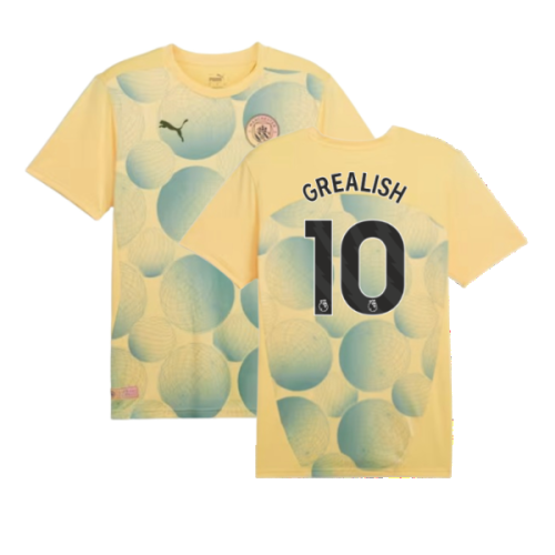 2024-2025 Man City Prematch SS Shirt (Flaxen) (Grealish 10)