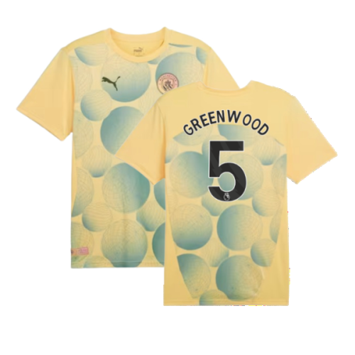 2024-2025 Man City Prematch SS Shirt (Flaxen) (Greenwood 5)