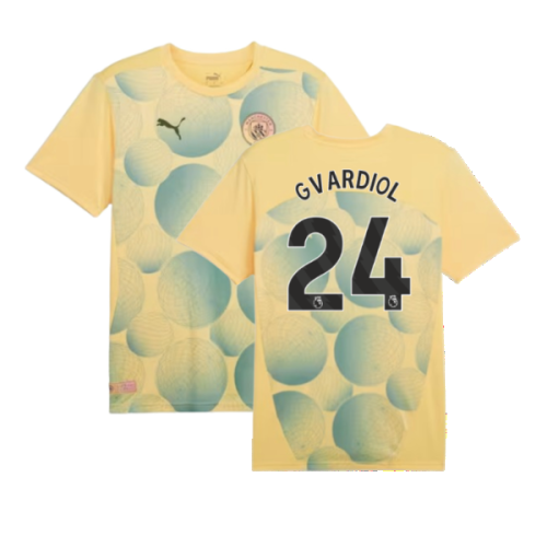 2024-2025 Man City Prematch SS Shirt (Flaxen) (Gvardiol 24)