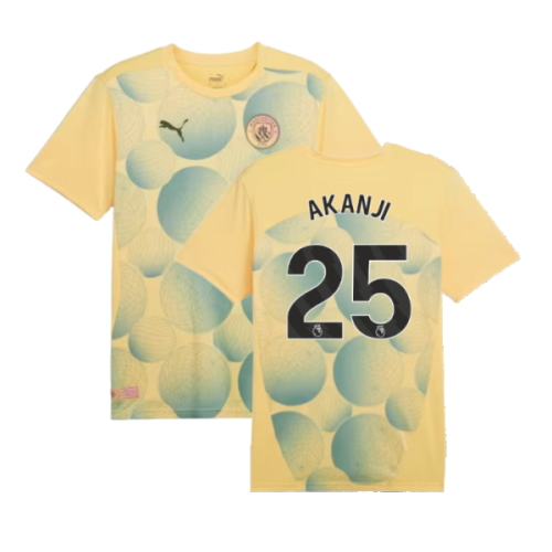 2024-2025 Man City Prematch SS Shirt (Flaxen) - Kids (Akanji 25)