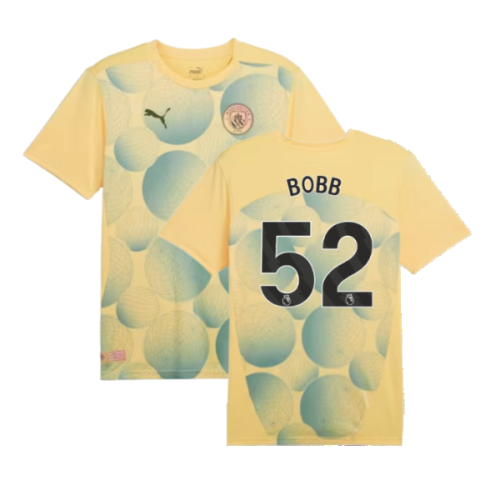 2024-2025 Man City Prematch SS Shirt (Flaxen) - Kids (Bobb 52)