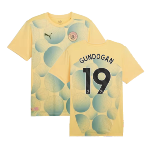 2024-2025 Man City Prematch SS Shirt (Flaxen) - Kids (Gundogan 19)