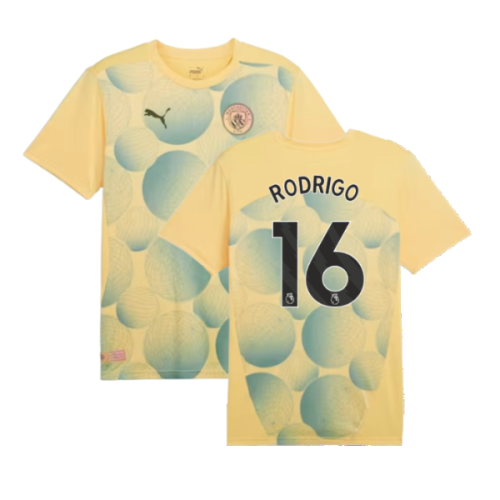 2024-2025 Man City Prematch SS Shirt (Flaxen) - Kids (Rodrigo 16)