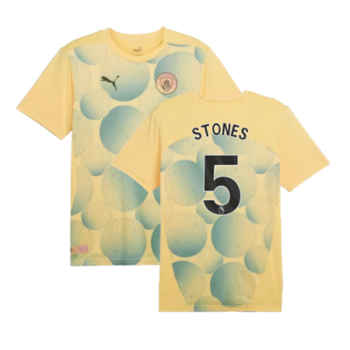 2024-2025 Man City Prematch SS Shirt (Flaxen) - Kids (Stones 5)