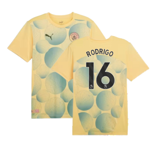 2024-2025 Man City Prematch SS Shirt (Flaxen) (Rodrigo 16)