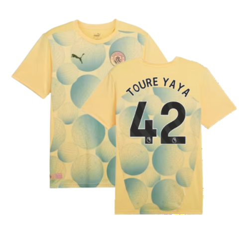 2024-2025 Man City Prematch SS Shirt (Flaxen) (Toure Yaya 42)