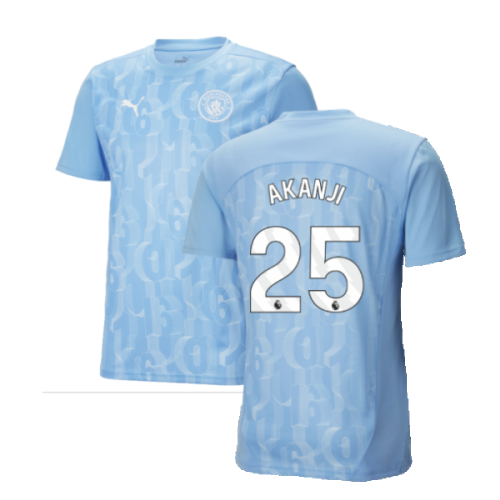 2024-2025 Man City Prematch SS Shirt (Light Blue) (Akanji 25)