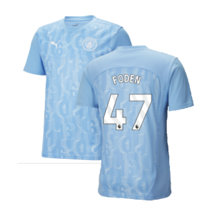 2024-2025 Man City Prematch SS Shirt (Light Blue) (Foden 47)