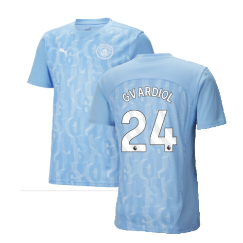 2024-2025 Man City Prematch SS Shirt (Light Blue) (Gvardiol 24)