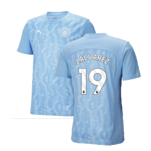 2024-2025 Man City Prematch SS Shirt (Light Blue) (J.Alvarez 19)