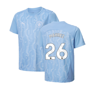 2024-2025 Man City Prematch SS Shirt (Light Blue) - Kids (Mahrez 26)