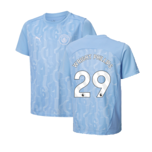 2024-2025 Man City Prematch SS Shirt (Light Blue) - Kids (Wright Phillips 29)