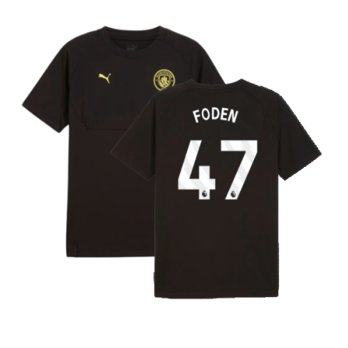 2024-2025 Man City Pumatech Pocket Tee (Black) (Foden 47)