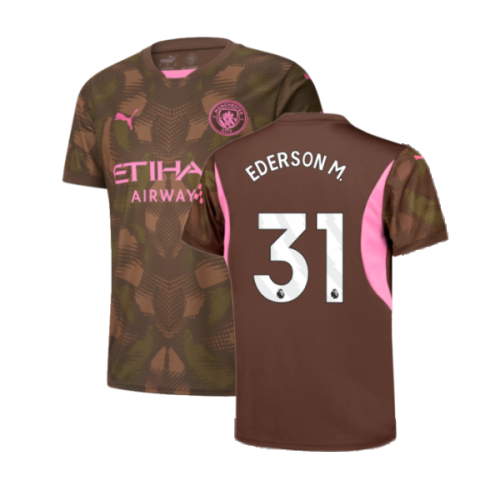 2024-2025 Man City Third Goalkeeper Shirt (Espresso Brown) - Kids (Ederson M. 31)