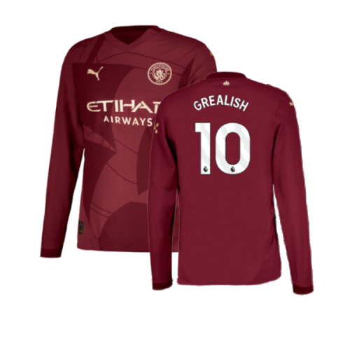 2024-2025 Man City Third Long Sleeve Authentic Shirt (Grealish 10)