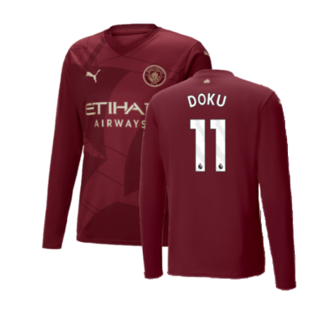 2024-2025 Man City Third Long Sleeve Shirt (Doku 11)