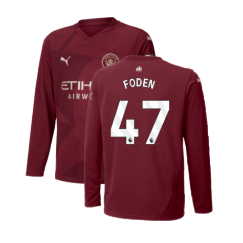 2024-2025 Man City Third Long Sleeve Shirt (Kids) (Foden 47)