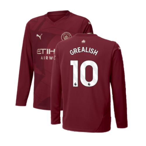 2024-2025 Man City Third Long Sleeve Shirt (Kids) (Grealish 10)