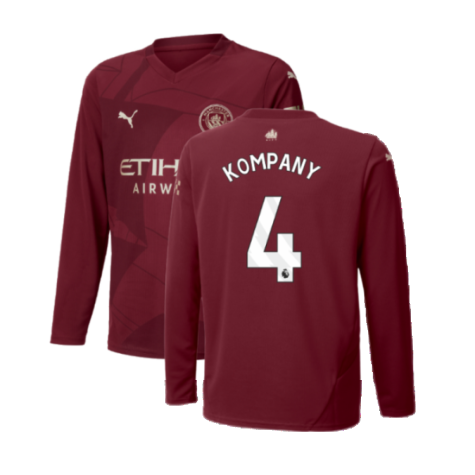 2024-2025 Man City Third Long Sleeve Shirt (Kids) (Kompany 4)