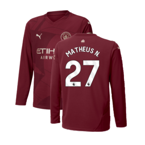 2024-2025 Man City Third Long Sleeve Shirt (Kids) (Matheus N. 27)