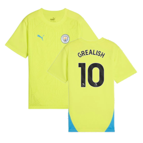 2024-2025 Man City Training Shirt (Yellow Glow) - Kids (Grealish 10)