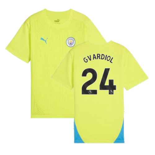 2024-2025 Man City Training Shirt (Yellow Glow) - Kids (Gvardiol 24)