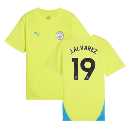 2024-2025 Man City Training Shirt (Yellow Glow) - Kids (J.Alvarez 19)