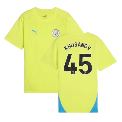2024-2025 Man City Training Shirt (Yellow Glow) - Kids (Khusanov 45)