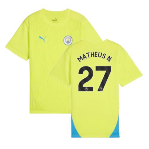 2024-2025 Man City Training Shirt (Yellow Glow) - Kids (Matheus N. 27)
